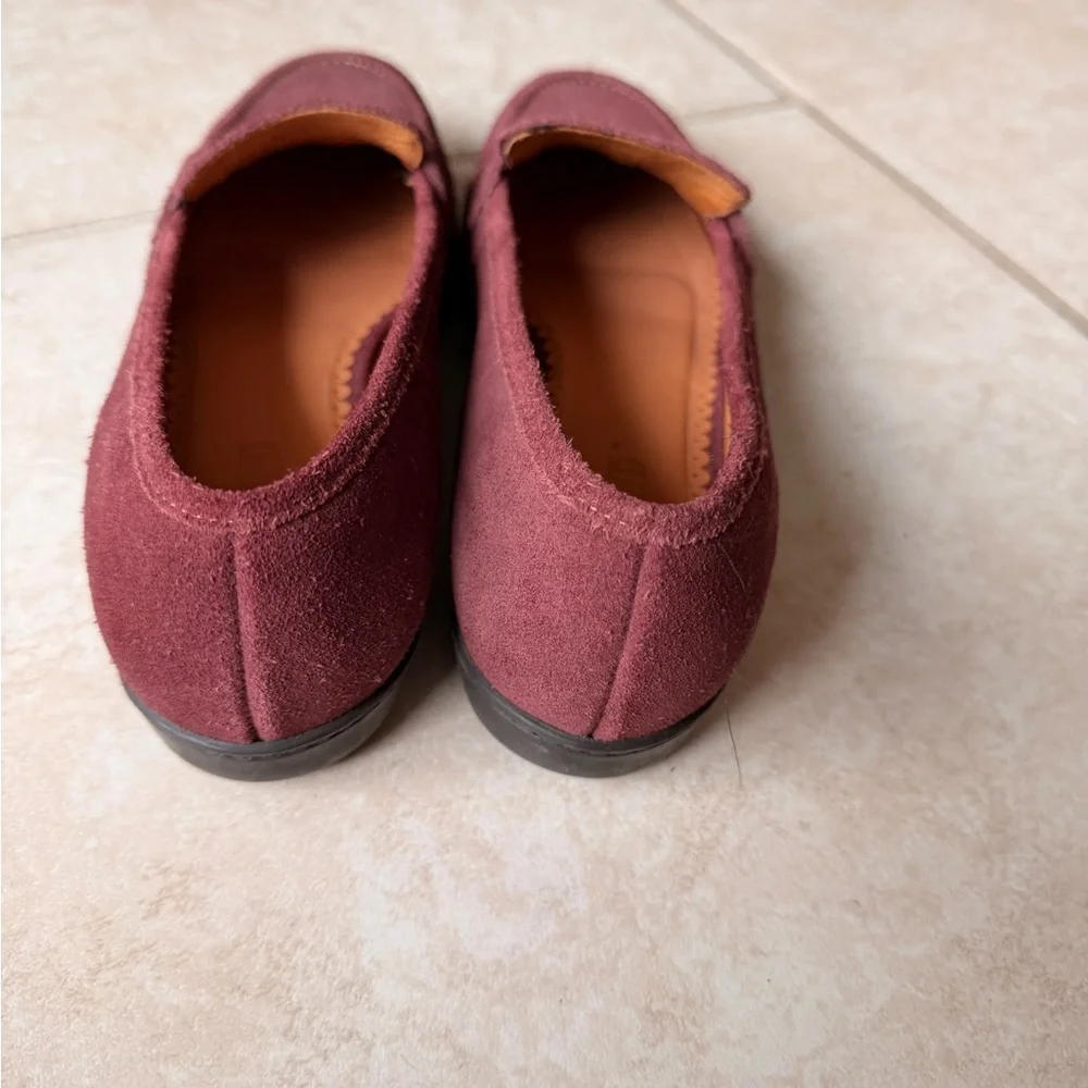 Land’s End Women’s Suede Penny Loafers in Burgundy